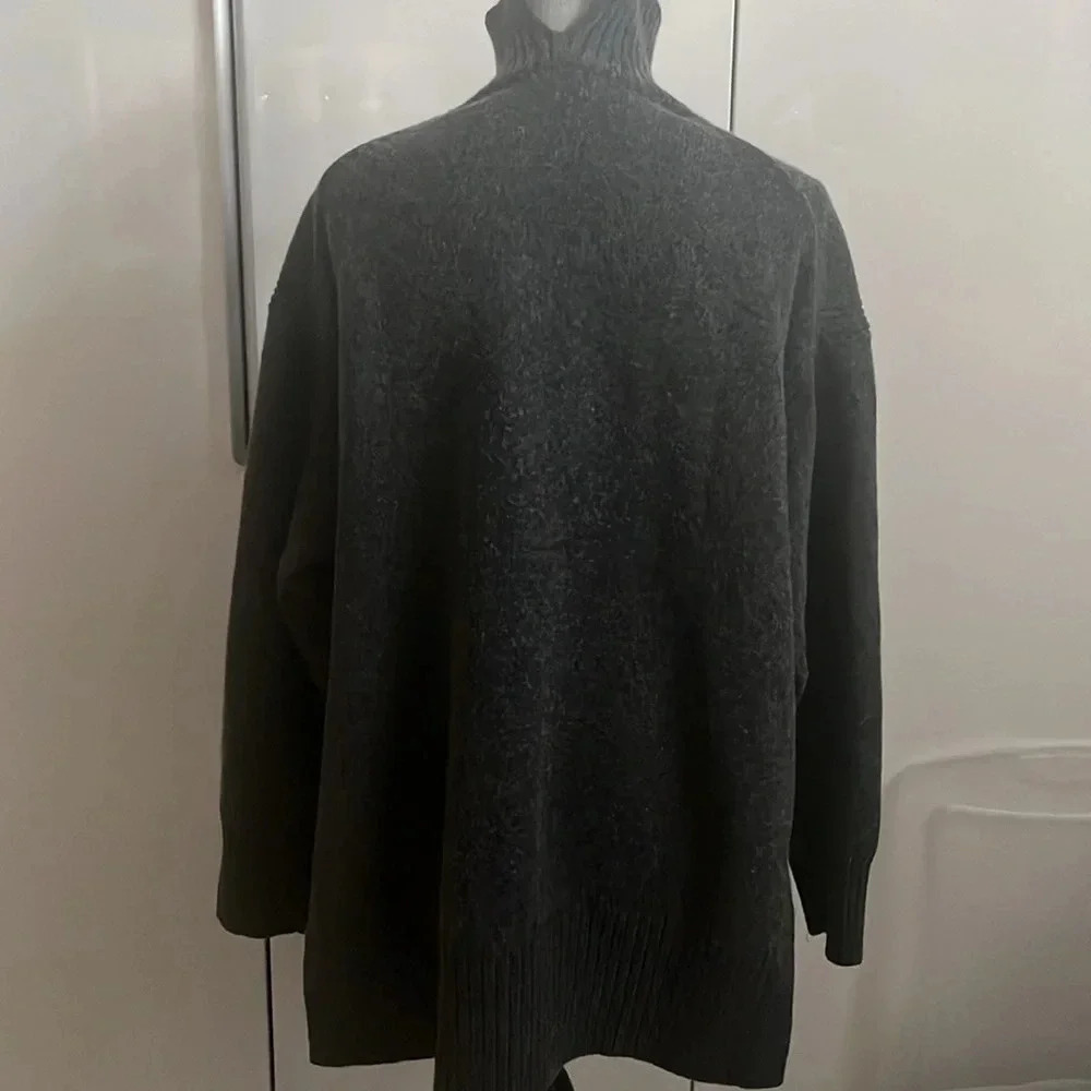 H&M Grey Wool Blend Sweater Oversized Mock Neck Long, Size L - Picture 6 of 9